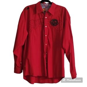 Akademiks Red Long Sleeve Button Shirt Size XL